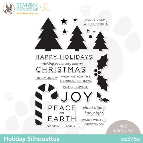 Simon Says Stamp! CZ Design Clear Stamps HOLIDAY SILHOUETTES cz376c Peace On Earth