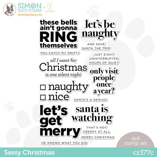 Simon Says Stamp! CZ Design Clear Stamps SASSY CHRISTMAS cz377c Peace On Earth