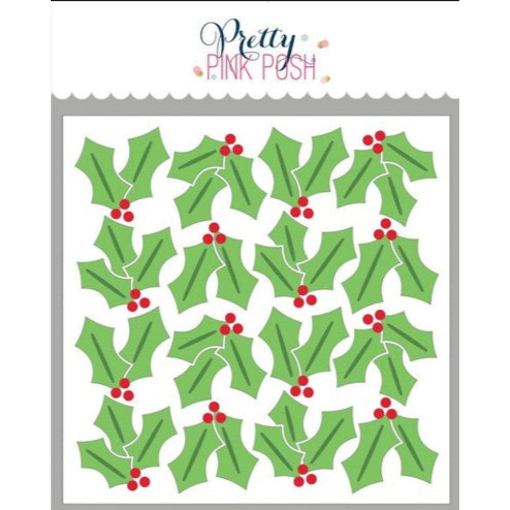 Simon Says Stamp! Pretty Pink Posh HOLLY LAYERED Stencils color detail