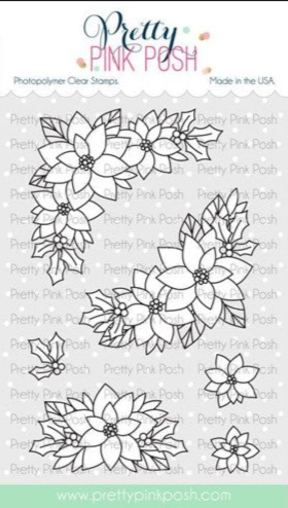 Simon Says Stamp! Pretty Pink Posh POINSETTIA CORNERS Clear Stamps