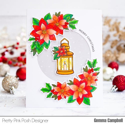 Simon Says Stamp! Pretty Pink Posh POINSETTIA CORNERS Clear Stamps