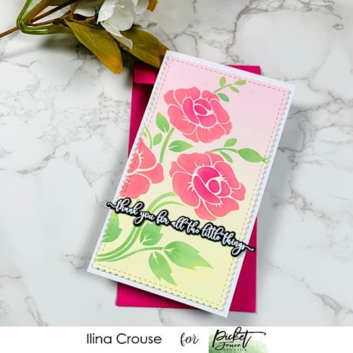 Simon Says Stamp! Picket Fence Studios PEONIES 6 x 6 Stencil sc137*