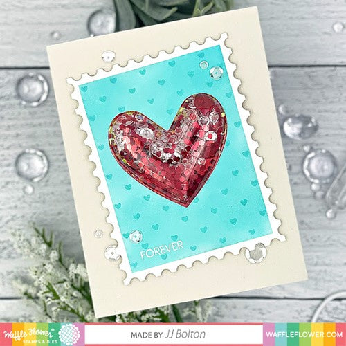 Simon Says Stamp! Waffle Flower Shaker Cover PUFFY HEARTS WFE072