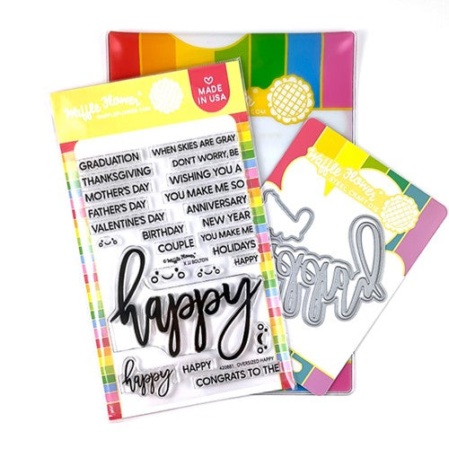 Simon Says Stamp! Waffle Flower OVERSIZE HAPPY Clear Stamp and Die Combo WFC881