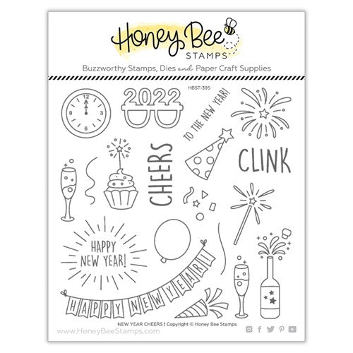 Simon Says Stamp! Honey Bee NEW YEAR CHEERS Clear Stamp Set hbst395*