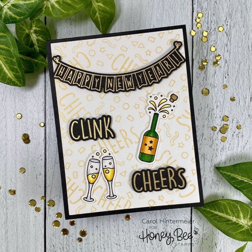 Simon Says Stamp! Honey Bee NEW YEAR CHEERS Clear Stamp Set hbst395*