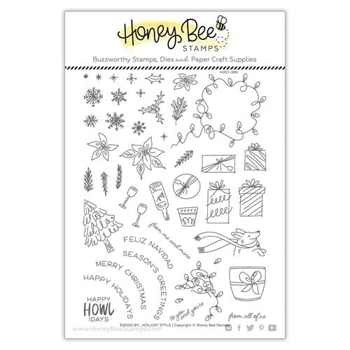 Simon Says Stamp! Honey Bee RIDING BY HOLIDAY STYLE Clear Stamp Set hbst389*