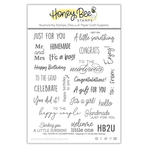 Simon Says Stamp! Honey Bee TAG YOU'RE IT CELEBRATIONS Clear Stamp Set hbst394
