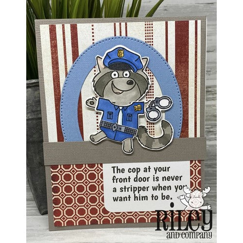 Simon Says Stamp! Riley And Company Funny Bones THE COP AT YOUR FRONT DOOR Cling Rubber Stamp RWD-947