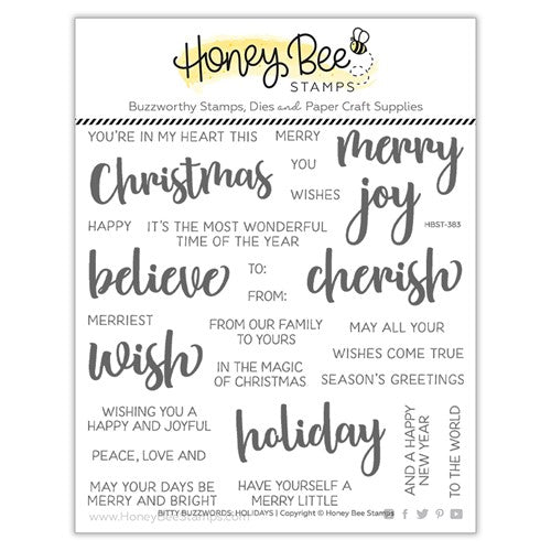 Simon Says Stamp! Honey Bee BITTY BUZZWORDS HOLIDAYS Clear Stamp Set hbst383