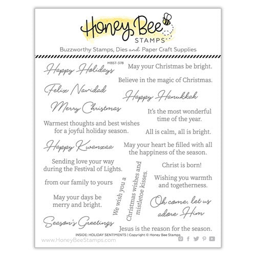 Simon Says Stamp! Honey Bee INSIDE HOLIDAY SENTIMENTS Clear Stamp Set hbst378