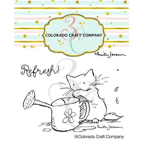 Simon Says Stamp! Colorado Craft Company Anita Jeram WATERING CAN Mini Clear Stamps AJ553