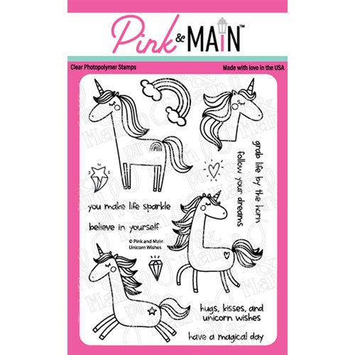 Simon Says Stamp! Pink and Main UNICORN WISHES Clear Stamps PM0506*
