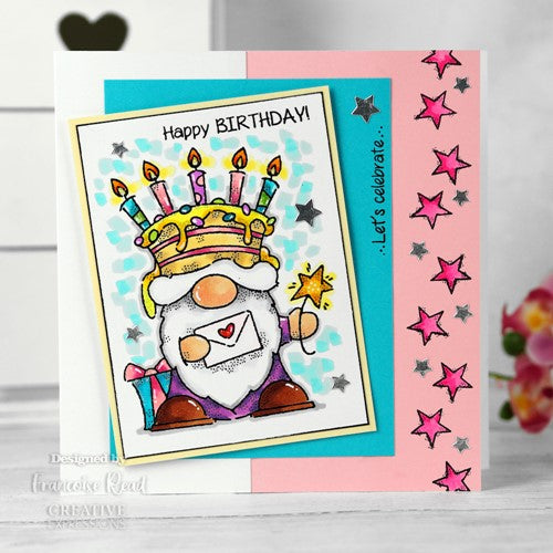 Simon Says Stamp! Woodware Craft Collection BIRTHDAY CAKE GNOME Clear Stamps frs876