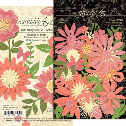 Simon Says Stamp! Graphic 45 SHADES OF PINK Flower Die Cut Assortment g4502341