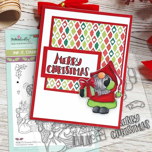 Simon Says Stamp! Polkadoodles GNOME CHIMNEY CAPERS Matchables Clear Stamps pd8173*