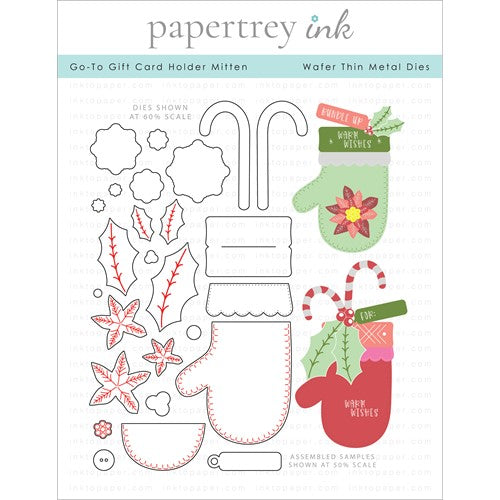 Simon Says Stamp! Papertrey Ink GO TO GIFT CARD HOLDER MITTEN Dies PTI-0360