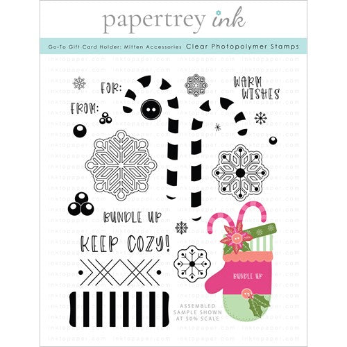 Simon Says Stamp! Papertrey Ink GO TO GIFT CARD HOLDER MITTEN ACCESSORIES Clear Stamps 1341