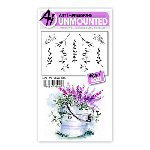 Simon Says Stamp! Art Impressions Watercolor FOLIAGE SET 5 Cling Cushion Stamps 5476