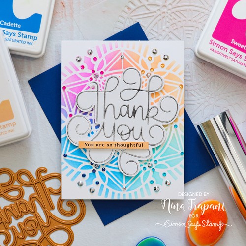 Simon Says Stamp! Simon Says Stamp LARGE THANK YOU SWIRL Hot Foil Plate ssfp006