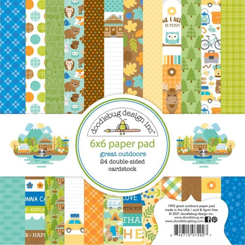 Simon Says Stamp! Doodlebug GREAT OUTDOORS 6x6 Inch Paper Pad 7492