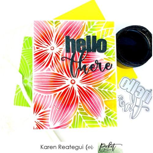 Simon Says Stamp! Picket Fence Studios PLUMERIA FLOWERS 6 x 6 Stencil sc275