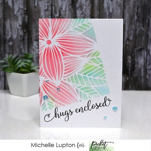Simon Says Stamp! Picket Fence Studios PLUMERIA FLOWERS 6 x 6 Stencil sc275