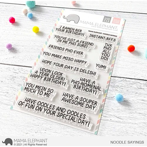 Simon Says Stamp! Mama Elephant Clear Stamps NOODLES SAYINGS