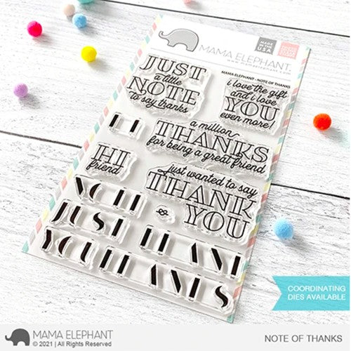 Simon Says Stamp! Mama Elephant Clear Stamps NOTE OF THANKS