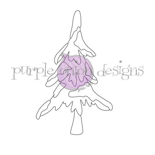 Simon Says Stamp! Purple Onion Designs SNOW CAPPED EVERGREEN TREE Cling Stamp pod4032