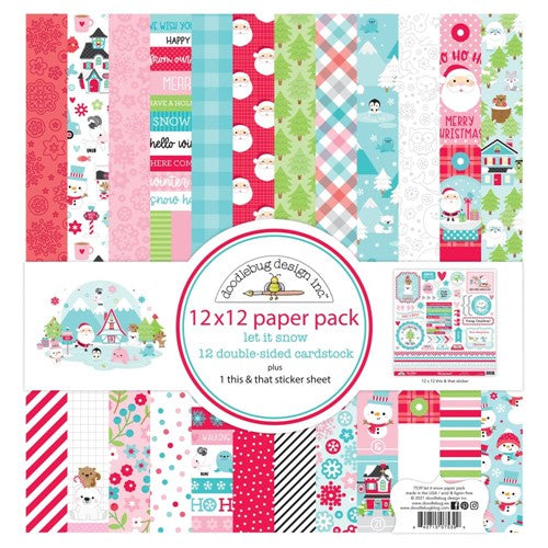 Simon Says Stamp! Doodlebug LET IT SNOW 12x12 Inch Paper Pack 7539