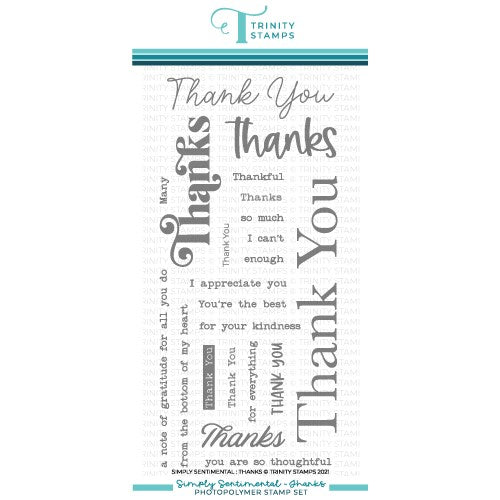 Simon Says Stamp! Trinity Stamps SIMPLY SENTIMENTAL THANKS Clear Stamp Set tps162