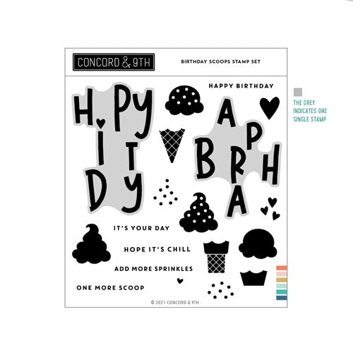 Simon Says Stamp! Concord & 9th BIRTHDAY SCOOPS Clear Stamps 11250