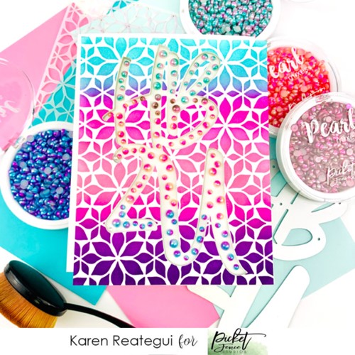 Simon Says Stamp! Picket Fence Studios LOTS OF BLOSSOMS Stencil sc286