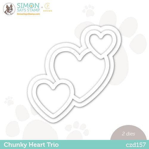 Simon Says Stamp! CZ Design Wafer Dies CHUNKY HEART TRIO czd157 To The Moon