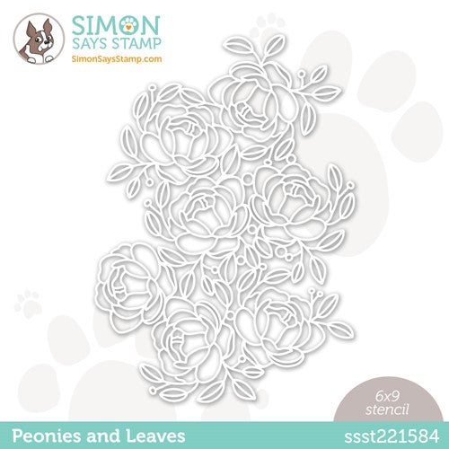 Simon Says Stamp! Simon Says Stamp Stencil PEONIES AND LEAVES ssst221584