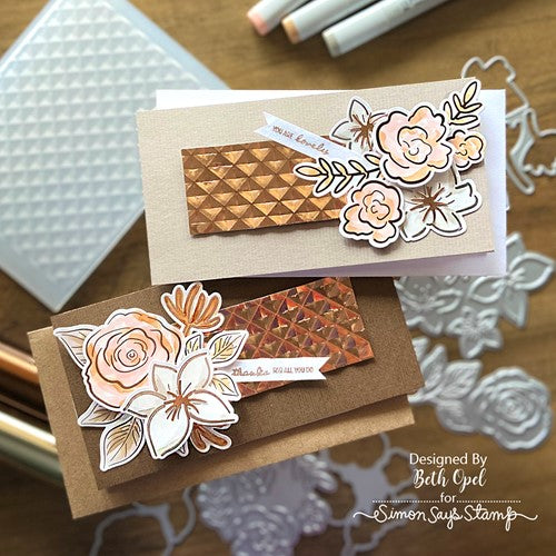 Simon Says Stamp! Simon Says Stamp SKETCHED ROSE BLOSSOM AND LEAVES Hot Foil Plates and Dies s750