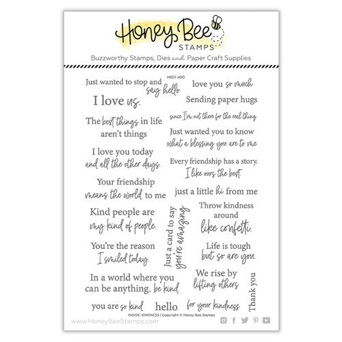 Simon Says Stamp! Honey Bee INSIDE KINDNESS SENTIMENTS Clear Stamp Set hbst400