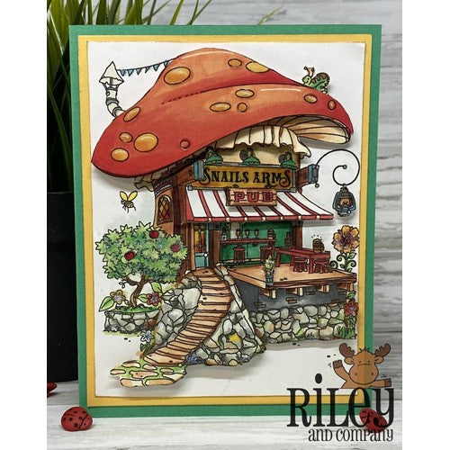 Simon Says Stamp! Riley and Company Mushroom Lane URBAN CHIC BUSINESS DISTRICT SNAIL'S ARM PUB Cling Stamp ML2432