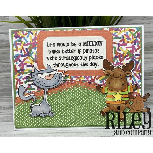 Simon Says Stamp! Riley And Company Funny Bones STRATEGICALLY PLACED PINATAS Cling Rubber Stamp RWD-967