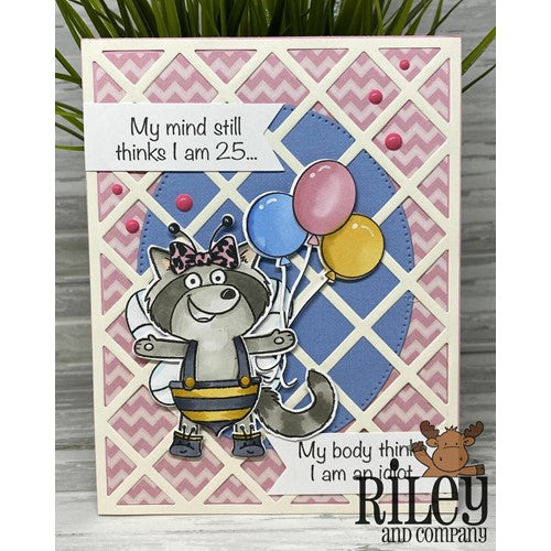 Simon Says Stamp! Riley And Company Funny Bones MY MIND STILL THINGS I AM 25 Cling Rubber Stamp RWD-983