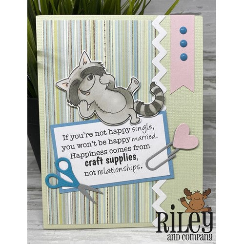 Simon Says Stamp! Riley And Company Funny Bones HAPPINESS COMES FROM CRAFT SUPPLIES Cling Rubber Stamp RWD-976