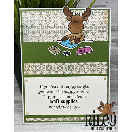 Simon Says Stamp! Riley And Company Funny Bones HAPPINESS COMES FROM CRAFT SUPPLIES Cling Rubber Stamp RWD-976