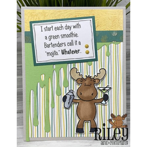 Simon Says Stamp! Riley And Company Funny Bones GREEN SMOOTHIES Cling Rubber Stamp RWD-971*