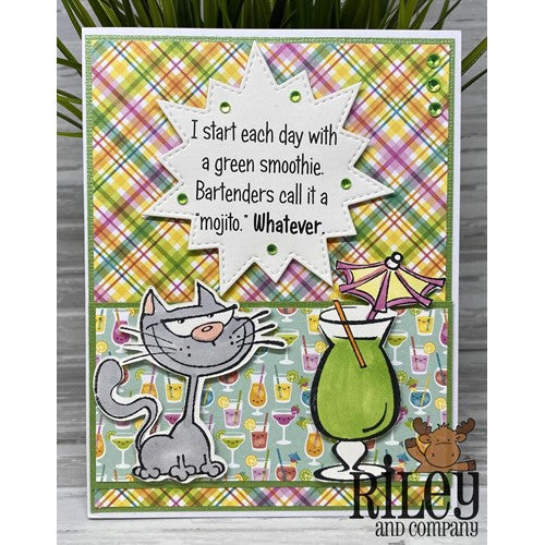 Simon Says Stamp! Riley And Company Funny Bones GREEN SMOOTHIES Cling Rubber Stamp RWD-971*