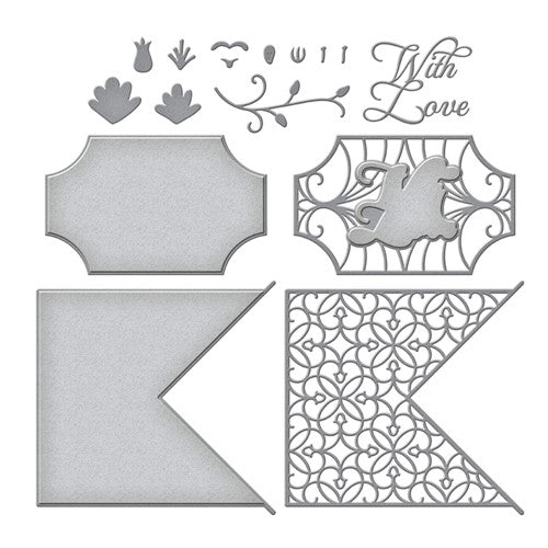 Simon Says Stamp! S5-492 Spellbinders WITH LOVE REGALIA Card Builder Etched Dies*