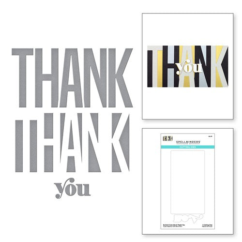 Simon Says Stamp! S5-477 Spellbinders Be Bold Color Block THANK YOU Etched Dies*
