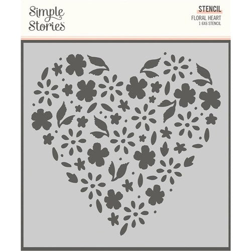 Simon Says Stamp! Simple Stories FLORAL HEART 6 x 6 Stencil 16924