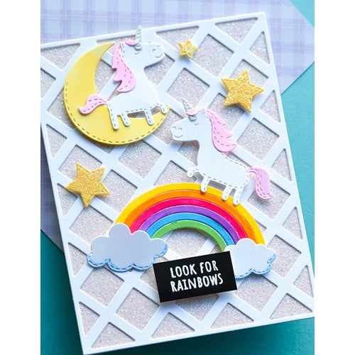 Simon Says Stamp! Poppy Stamps WHITTLE RAINBOW UNICORN Stamp and Die Kit kt004*