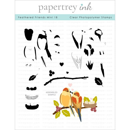 Simon Says Stamp! Papertrey Ink FEATHERED FRIENDS MINI 18 Clear Stamps 1351